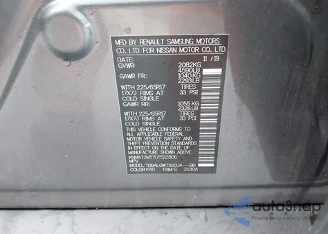 2020 Nissan Rogue Sv Fwd from USA, damaged, VIN KNMAT2MT7LP532806